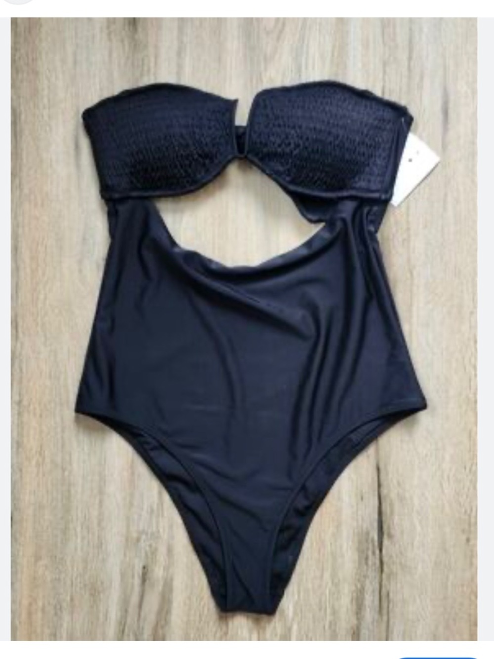 aerie Black Ribbed Shine Side Scoop One-Piece Swimsuit